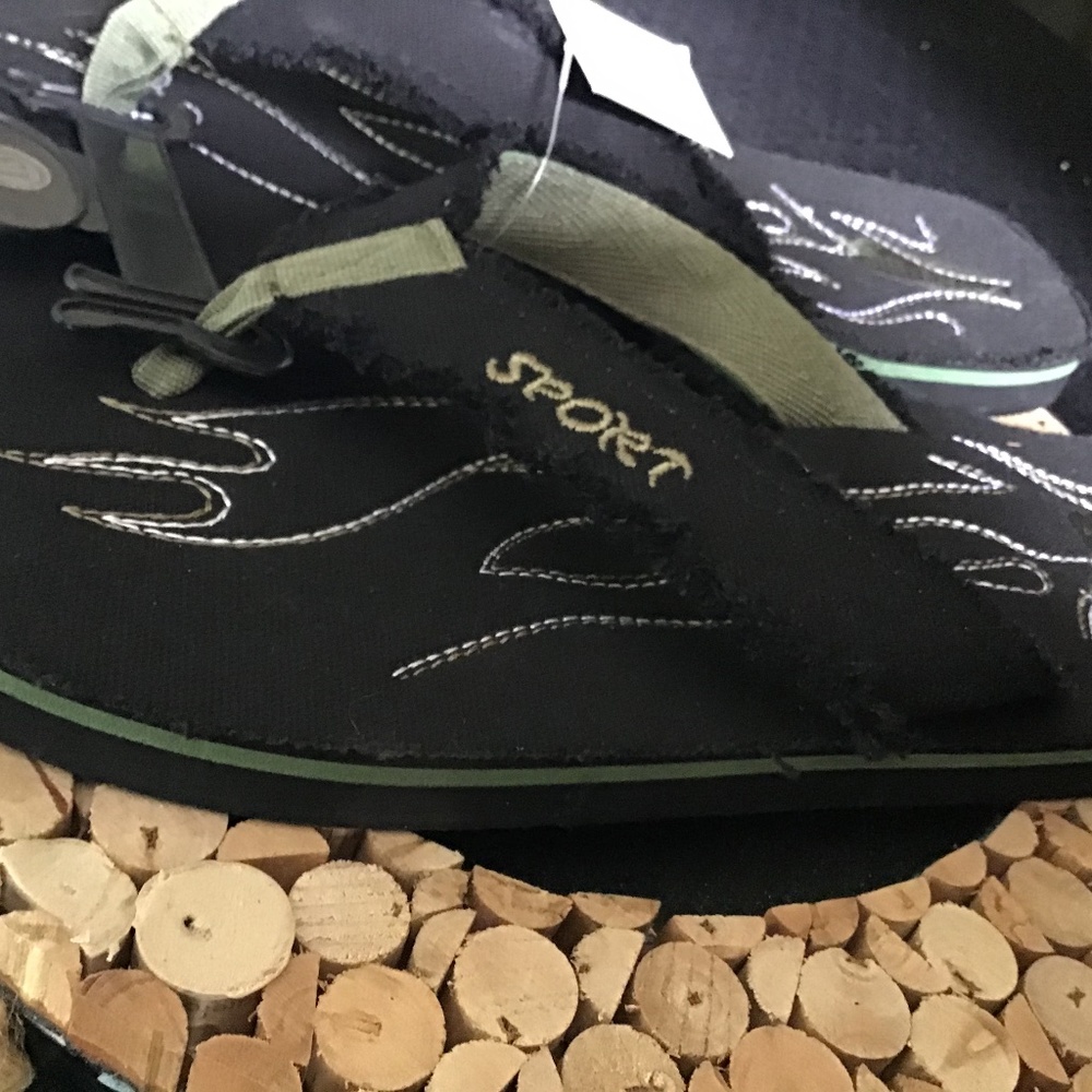 Men Fabric Stitched Sport Flip Flop Size 13